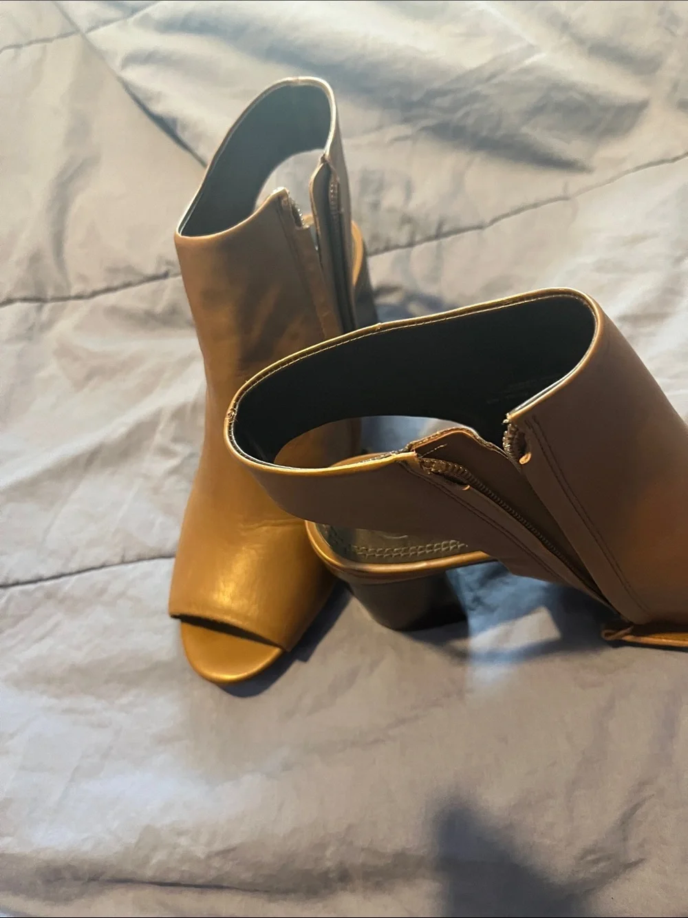 Tory Burch Cognac Brown Leather Peep-Toe Slingback Mules